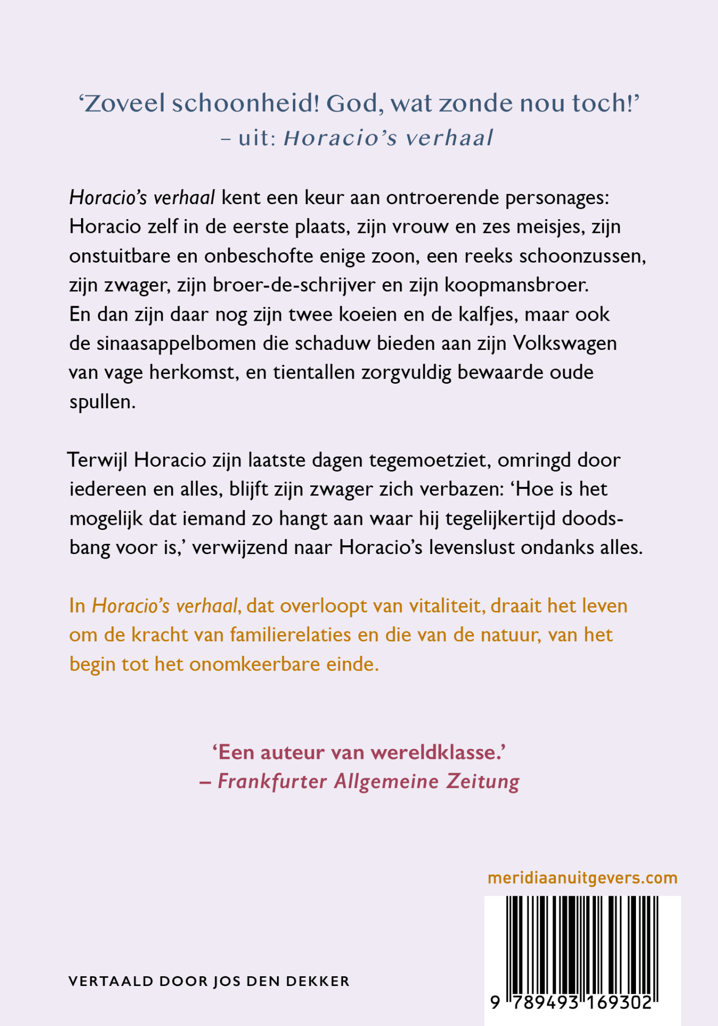 Horacio's verhaal achterkant