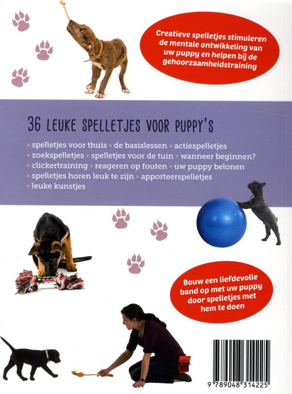 Spelletjes voor puppies achterkant