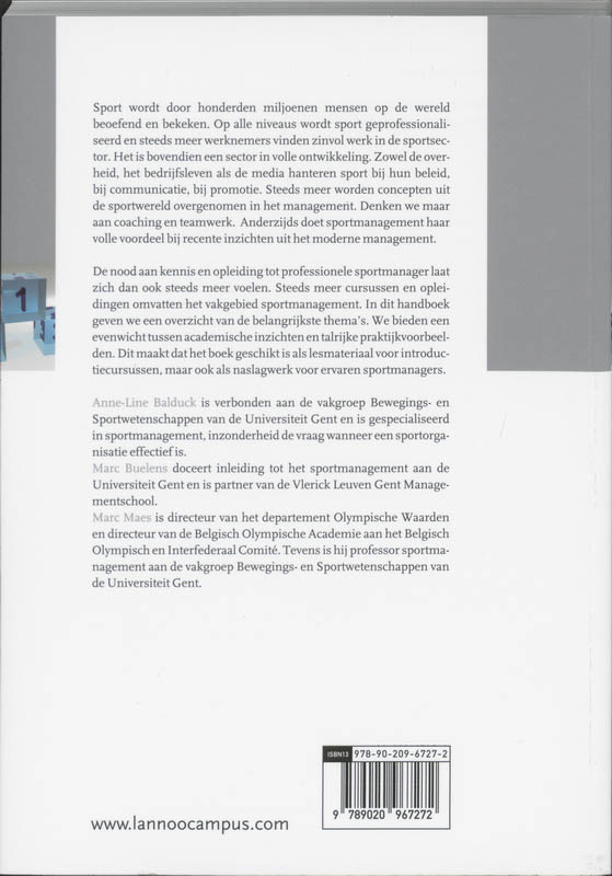 Handboek sportmanagement achterkant