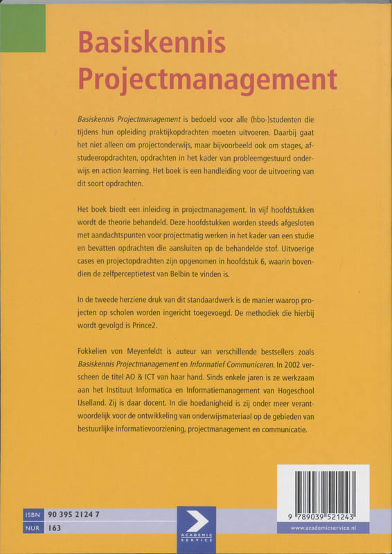 Basiskennis Projectmanagement achterkant