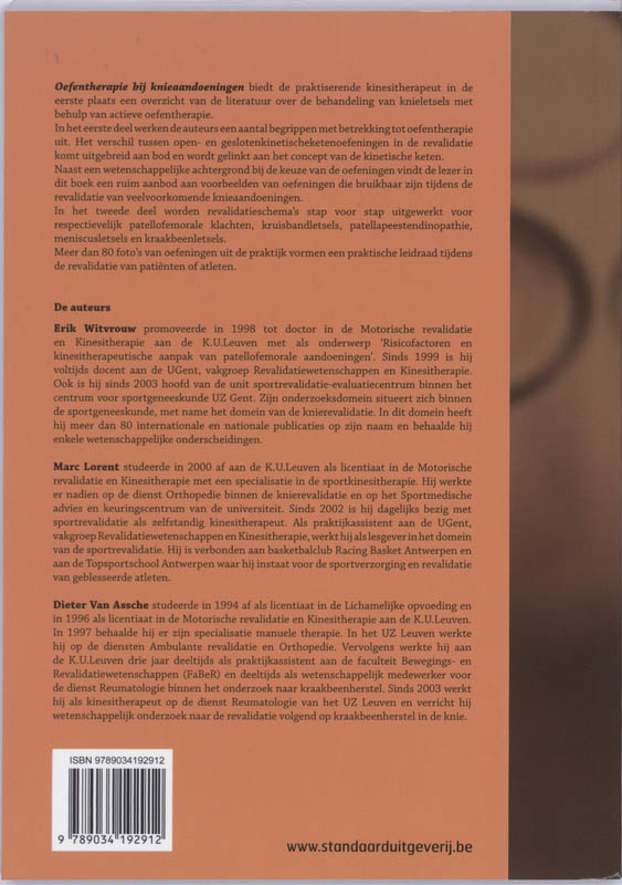 Oefentherapie bij knieaandoeningen Oefentherapie bij knieaandoeningen achterkant