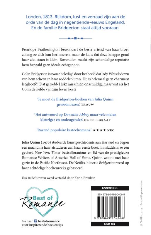 Een nobel streven / Bridgerton / 4 achterkant
