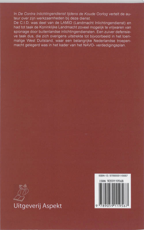 Aspekt monografie  -   De Contra Inlichtingen Dienst tijdens de Koude Oorlog achterkant