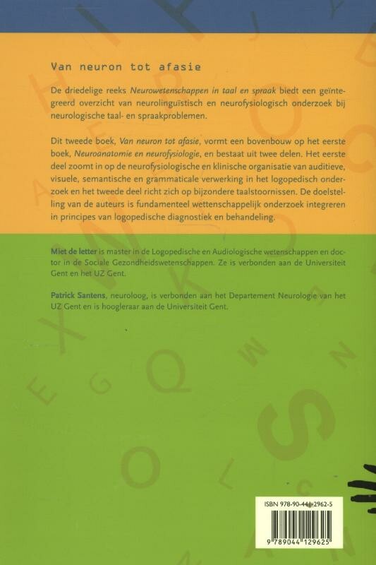 Van neuron tot afasie / Neurowetenschappen in Taal en Spraak / 2 achterkant