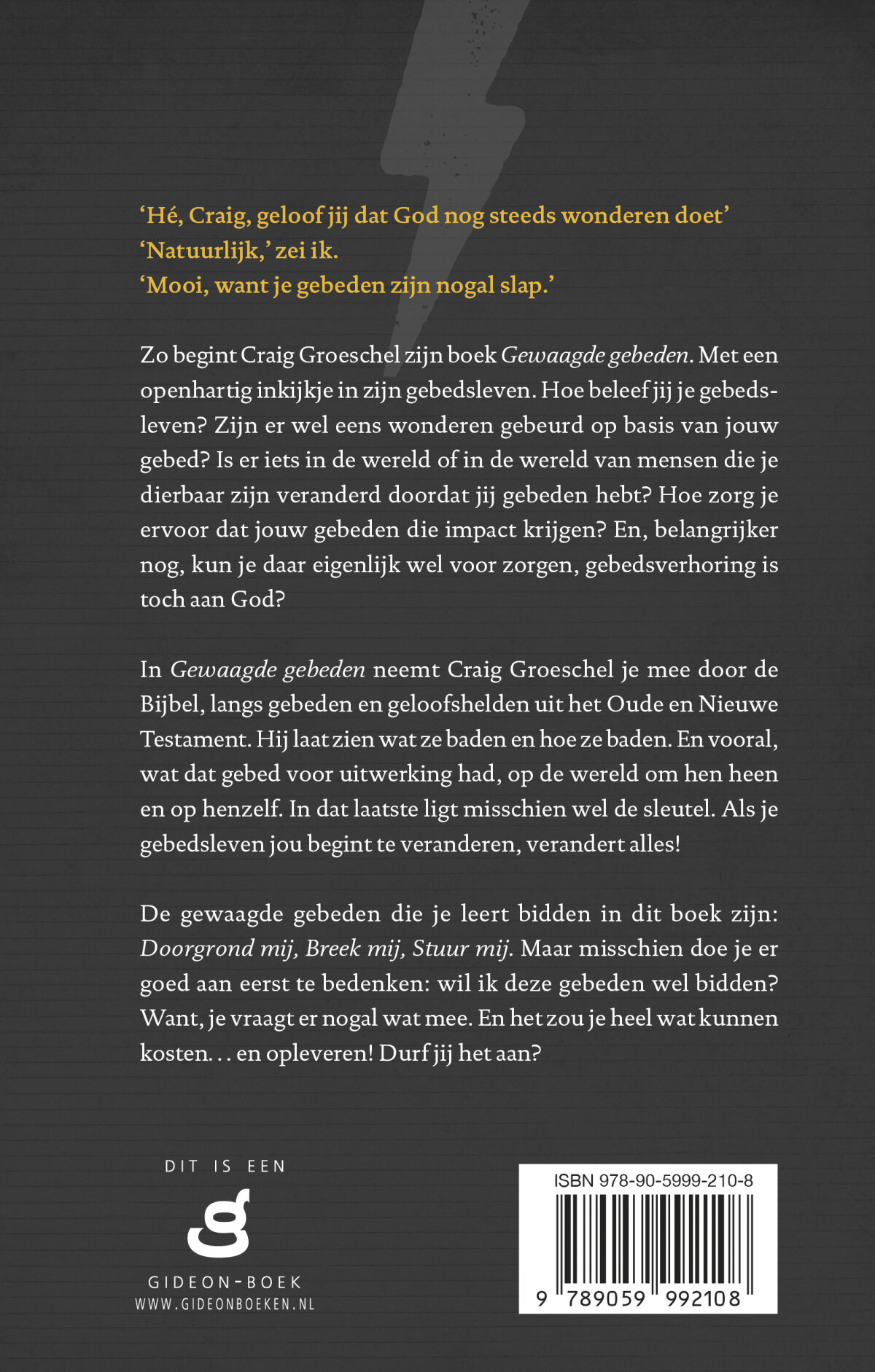Gewaagde gebeden achterkant