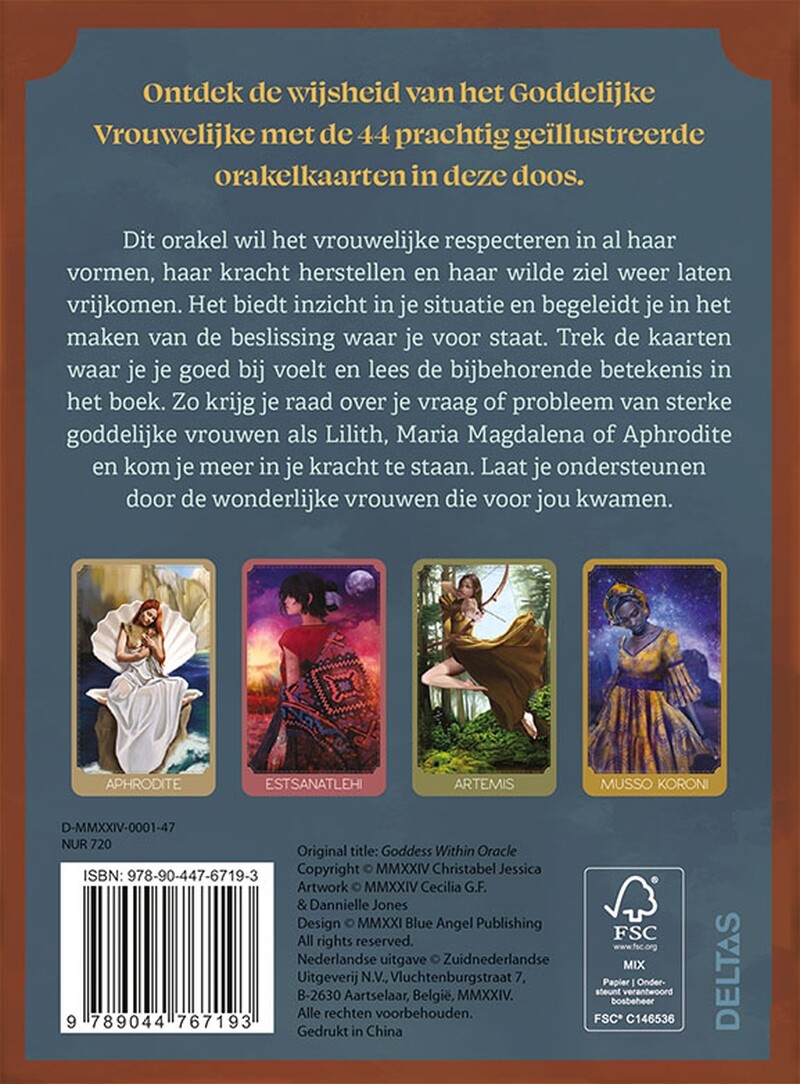 De kracht van je Innerlijke Godin - Boek en orakelkaarten achterkant