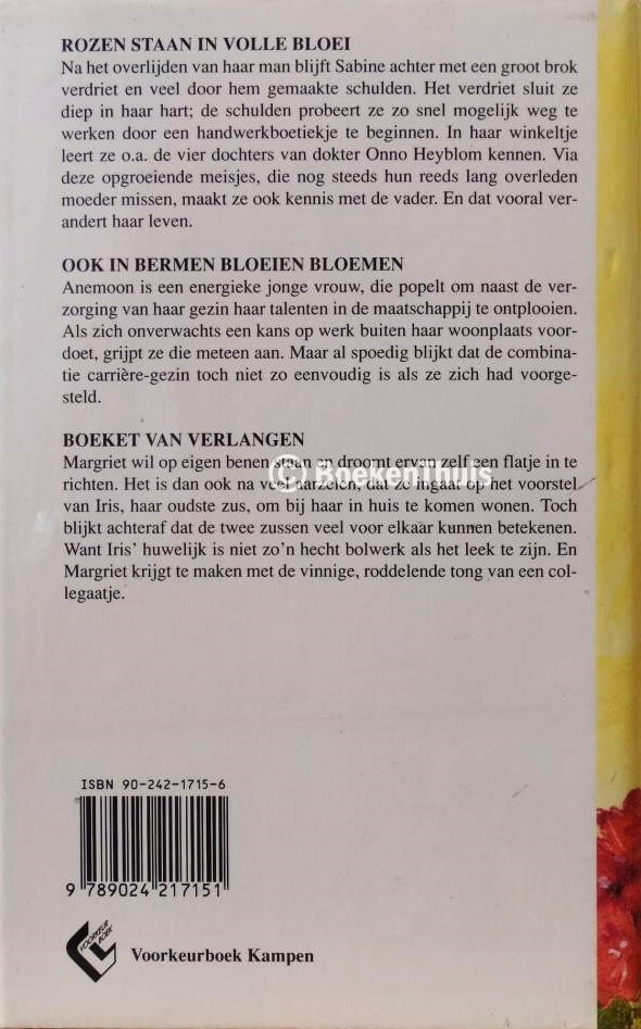 De zon kleurt alle bloemen achterkant