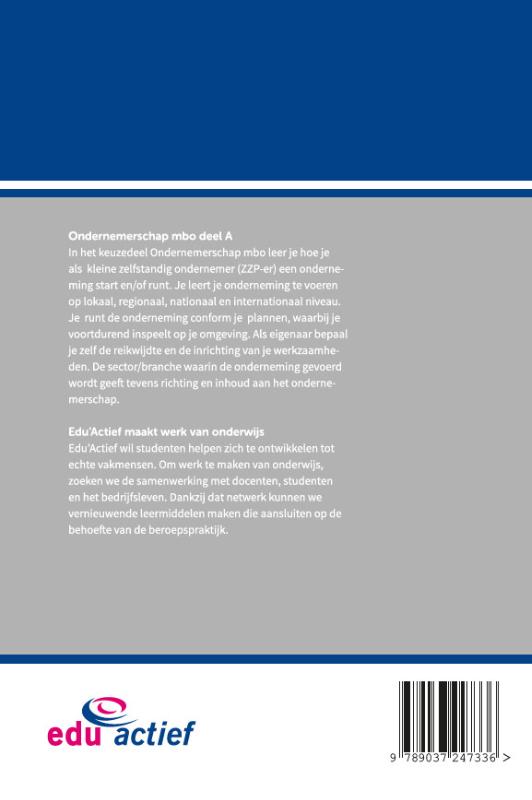 Keuzedeel Ondernemerschap mbo deel A folio achterkant
