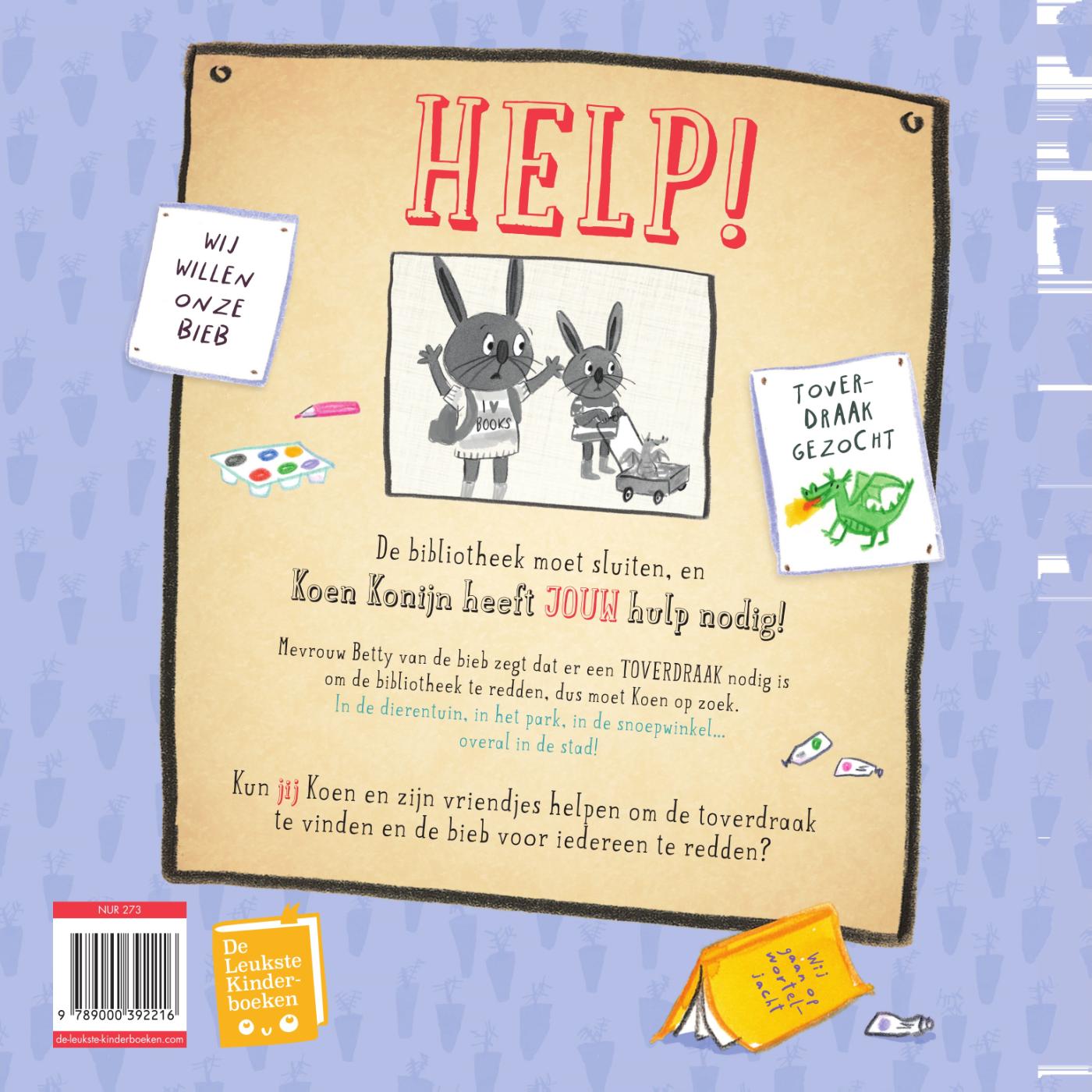 Help! Koen Konijn, redder van de bibliotheek / Koen Konijn achterkant