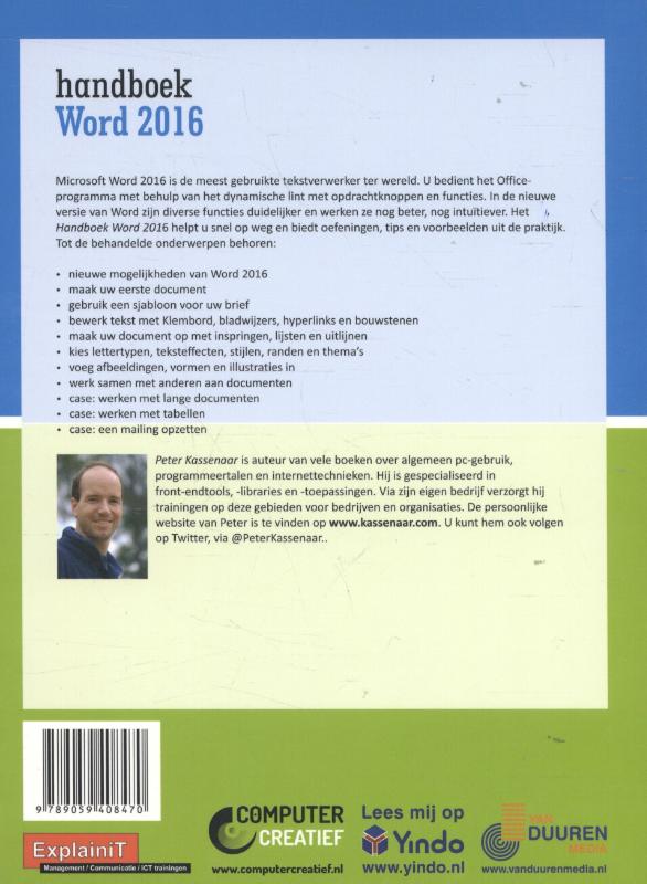 Handboek Word 2016 achterkant