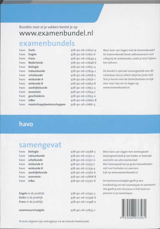 Examenbundel  / Havo Wiskunde A 2011/2012 achterkant