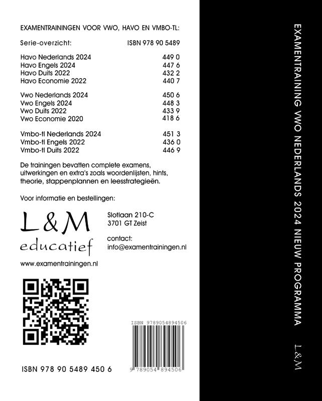 Examentraining Vwo Nederlands 2024 achterkant