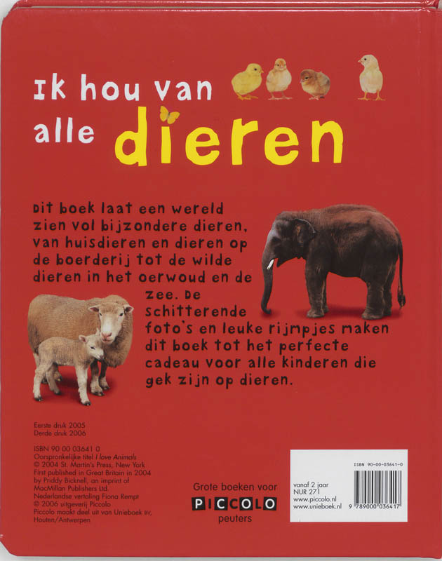 Ik Hou Van Alle Dieren achterkant