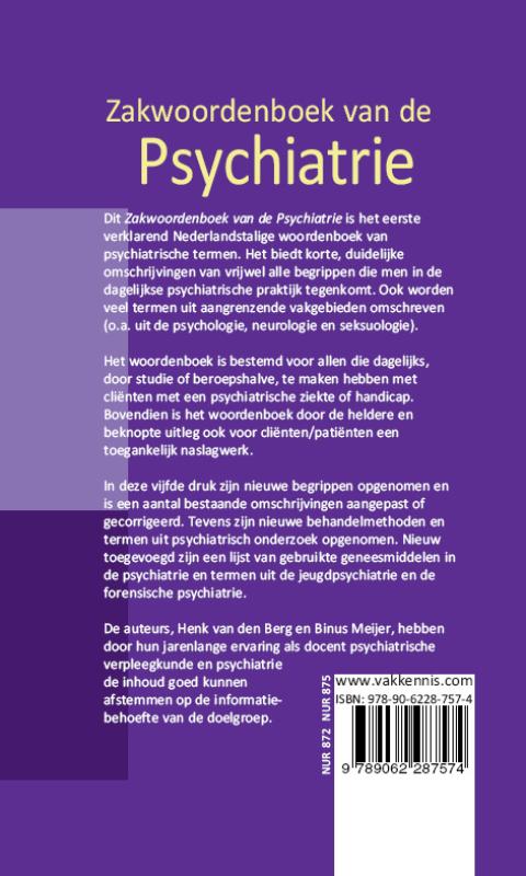 Zakwoordenboek Van De Psychiatrie achterkant