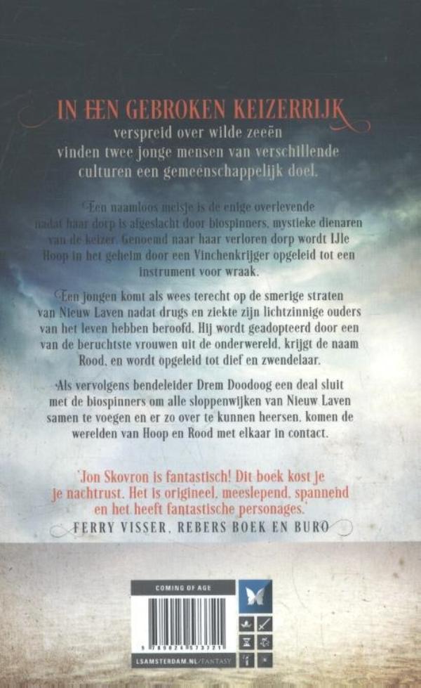 Het Keizerrijk der Stormen 1 - Hoop en Rood / Het keizerrijk der stormen / 1 achterkant