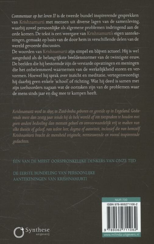 Commentaar op het leven / II achterkant
