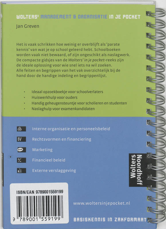 Wolters Management & Organisatie in je pocket achterkant