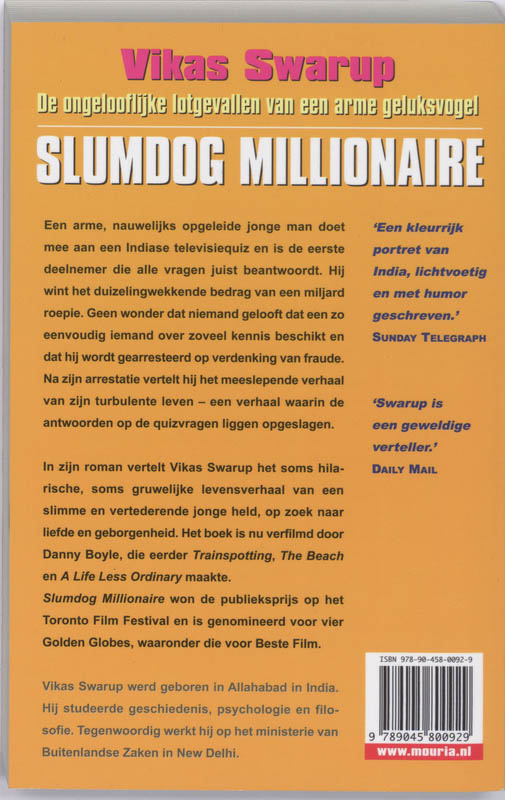 Slumdog millionaire Ongelooflijke lotgevallen / Filmeditie achterkant