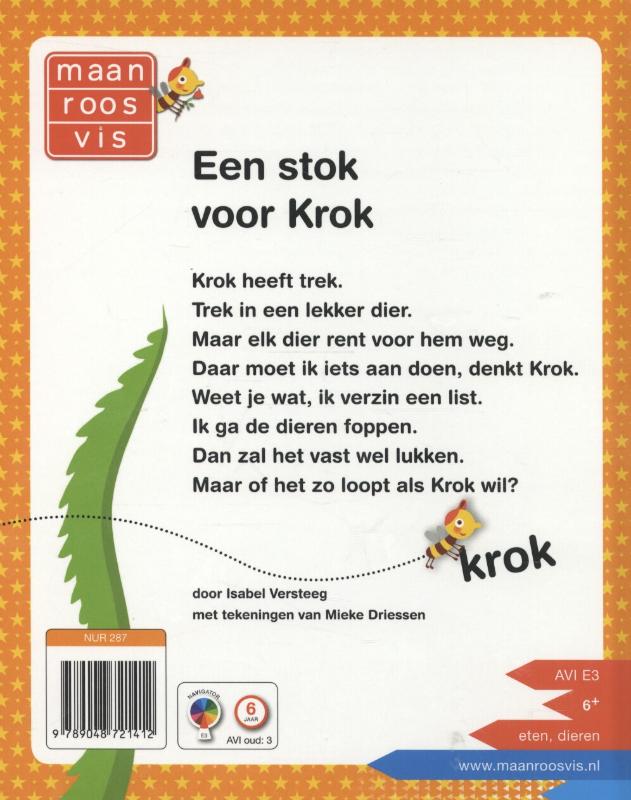 Maan roos vis  -   Een stok voor Krok achterkant