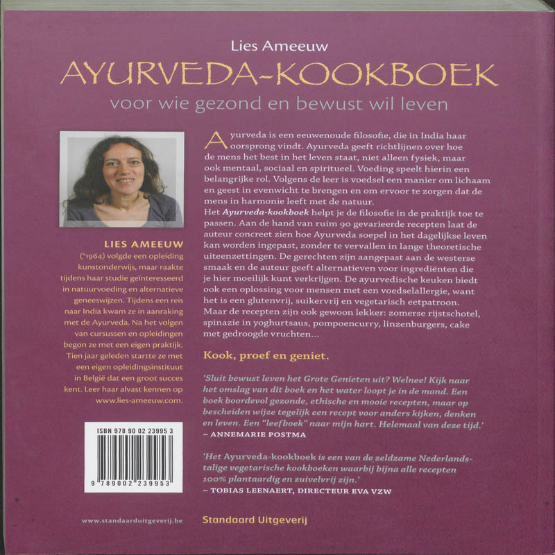 Ayurveda kookboek achterkant