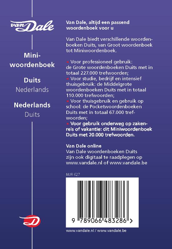 Van Dale Miniwoordenboek  -   Van Dale Miniwoordenboek Duits achterkant