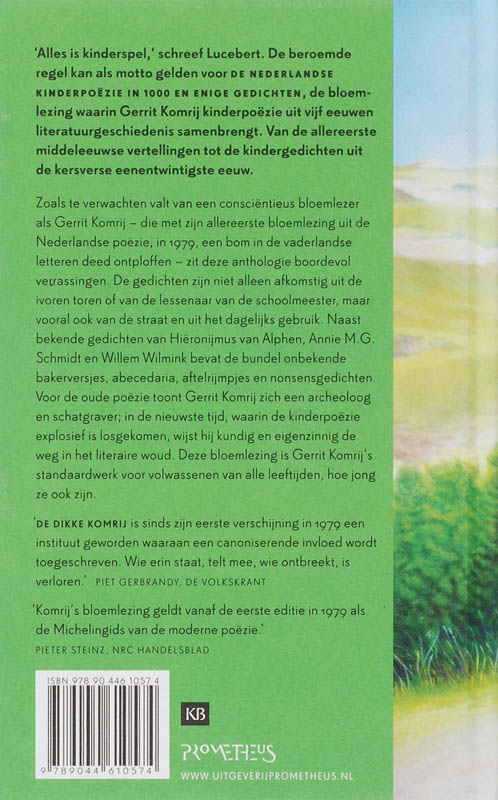 Nederlandse Kinderpoezie In 1000 En Enige Gedichten achterkant