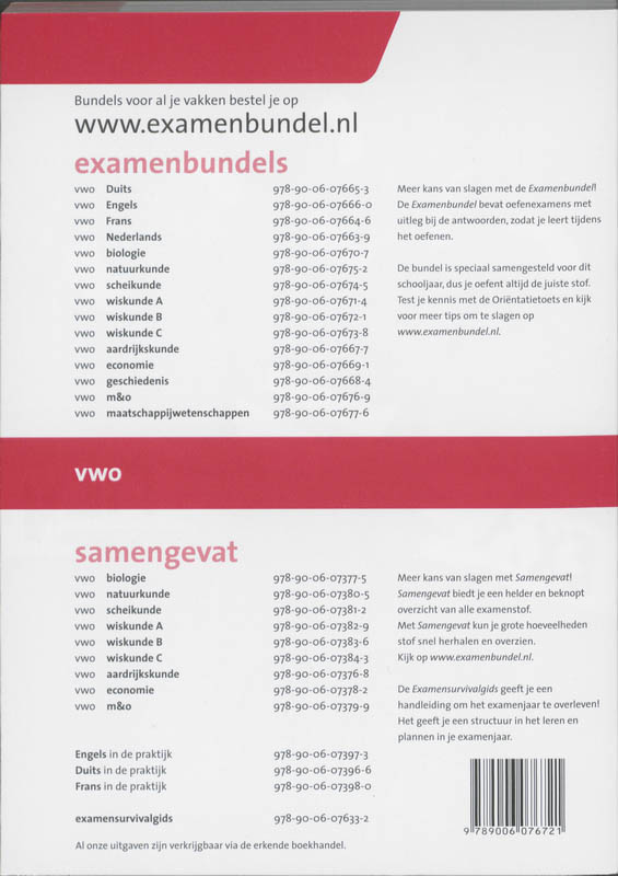 Examenbundel  / Vwo Wiskunde B 2011/2012 achterkant