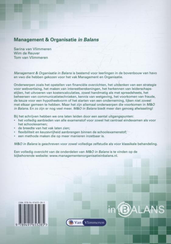 Management en Organisatie in Balans Havo Antwoordenboek 2 achterkant