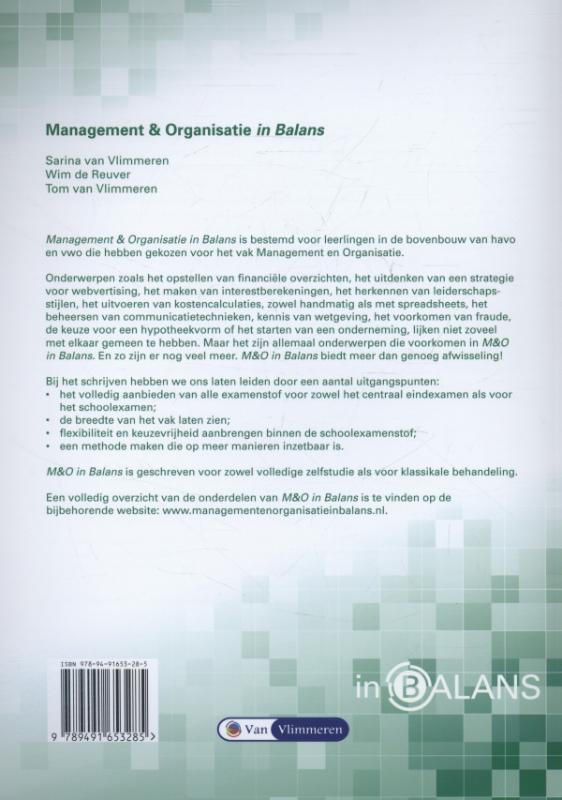 Management en Organisatie in Balans Antwoordenboek 2 Havo Management en Organisatie in Balans Antwoordenboek 2 Havo achterkant