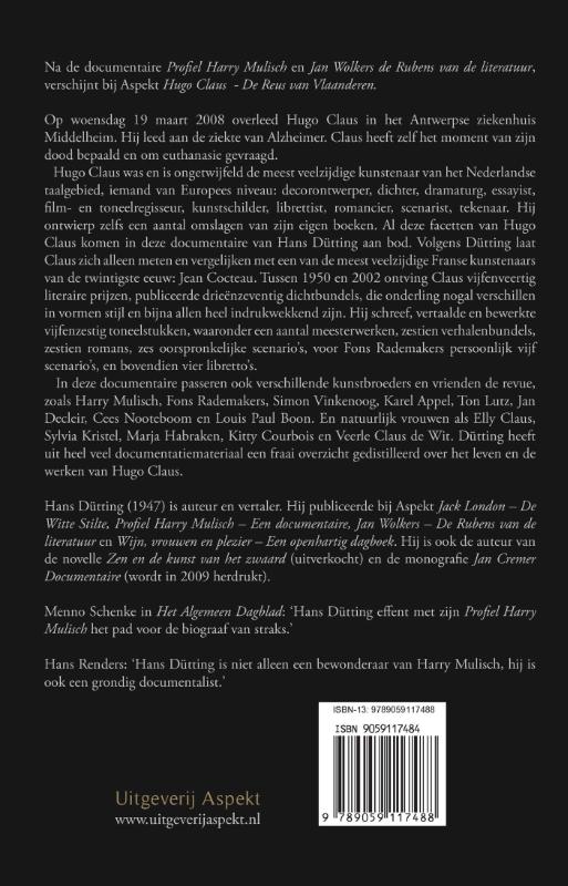 Hugo Claus achterkant