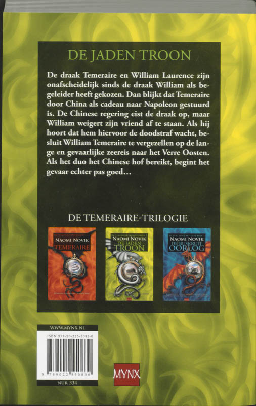 De jaden troon / 2 / De Temeraire-Trilogie / 2 achterkant