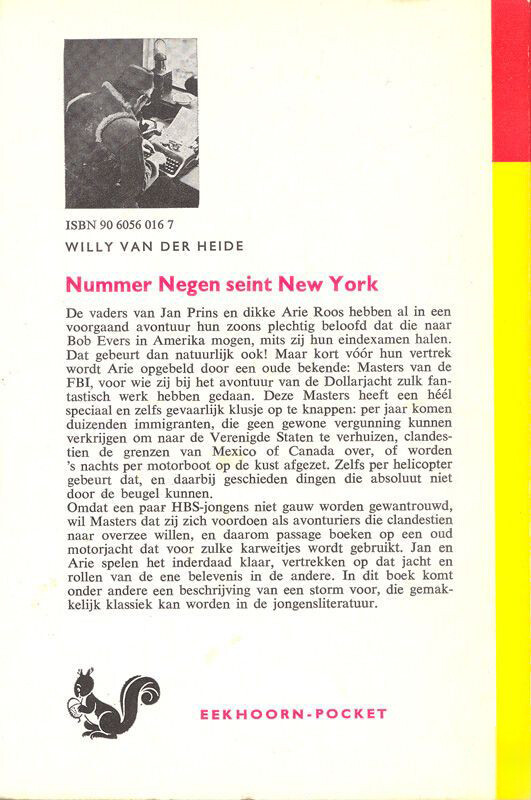 Nummer negen seint New York / Bob Evers-serie / 16 achterkant