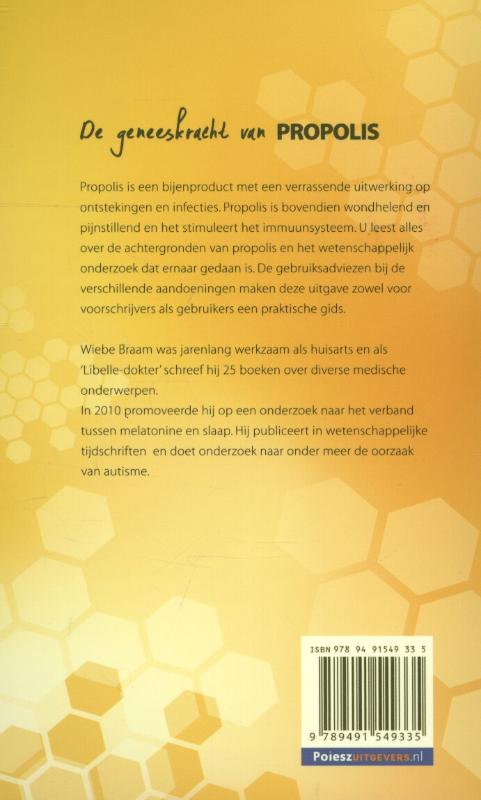 De geneeskracht van propolis bij o.a. acne, eczeem en hooikoorts achterkant