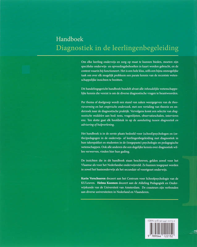 Handboek diagnostiek in de leerlingenbegeleiding achterkant