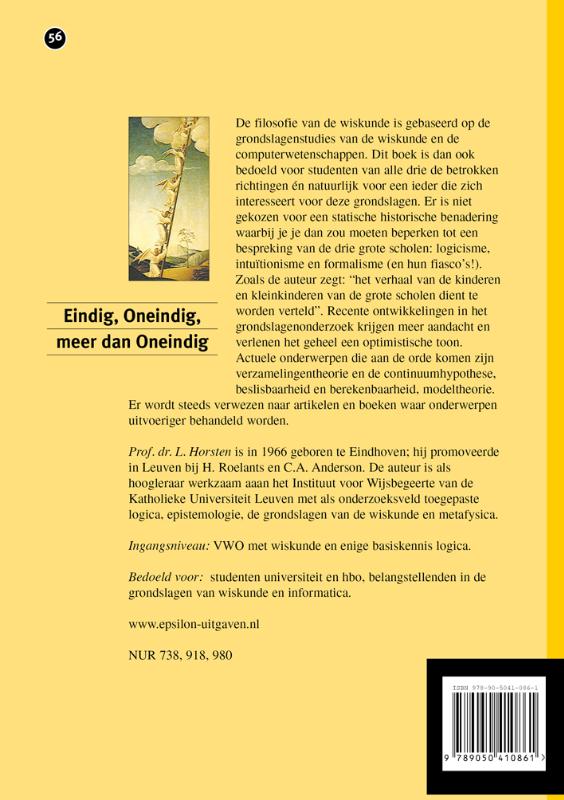 Eindig, Oneindig, meer dan Oneindig / Epsilon uitgaven / 56 achterkant
