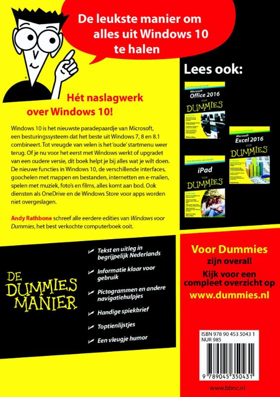 Windows 10 voor Dummies / Voor Dummies achterkant