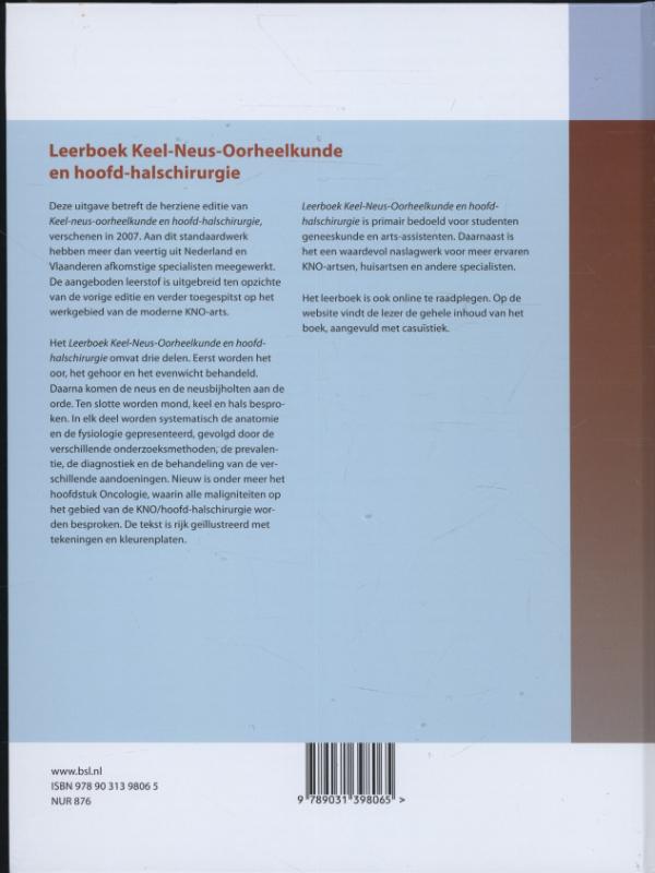 Leerboek keel-neus-oorheelkunde en hoofd-halschirurgie Leerboek keel-neus-oorheelkunde en hoofd-halschirurgie achterkant
