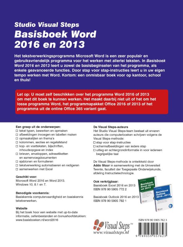 Basisboek Word 2016 en 2013 achterkant