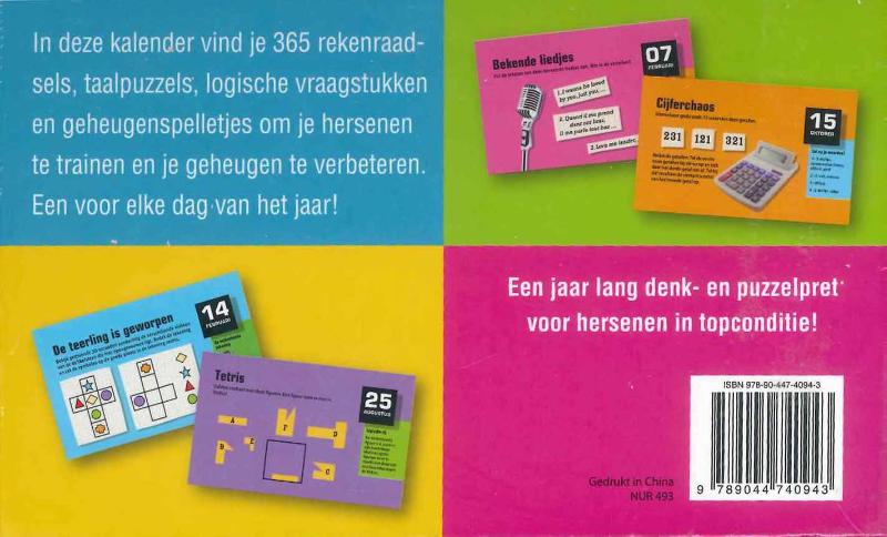 365 breinbrekers en geheugenspelletjes achterkant