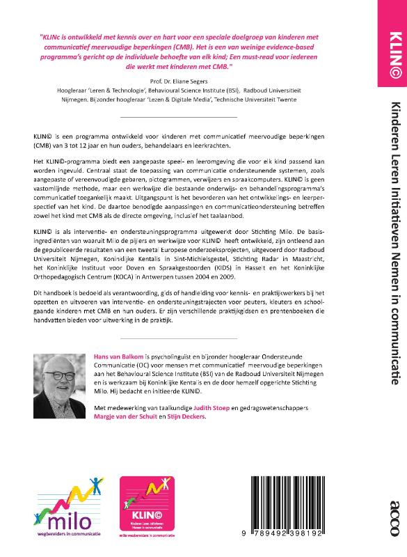 Kinderen Leren Initiatieven Nemen in communicatie (KLIN©) achterkant