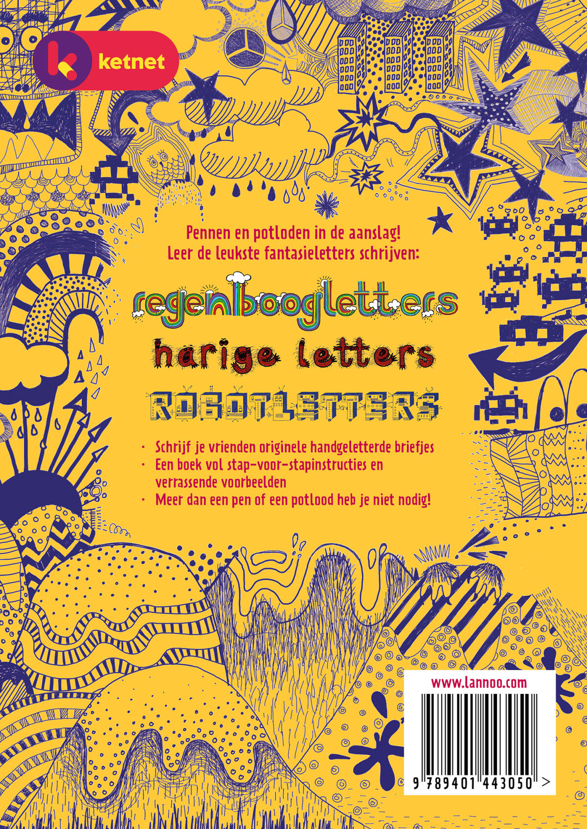 Het Ketnet handlettering boek voor kinderen achterkant