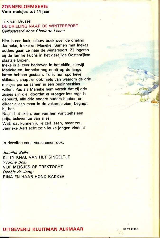 De drieling naar de wintersport / Zonnebloem serie / 8 achterkant