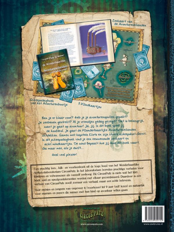 Hoe jij samen met kapitein Klots de Wonderbaarlijke en soms zelfs gevaarlijke Avontureneilanden ontdekte Hoe jij samen met kapitein Klots de Wonderbaarlijke en soms zelfs gevaarlijke Avontureneilanden ontdekte achterkant