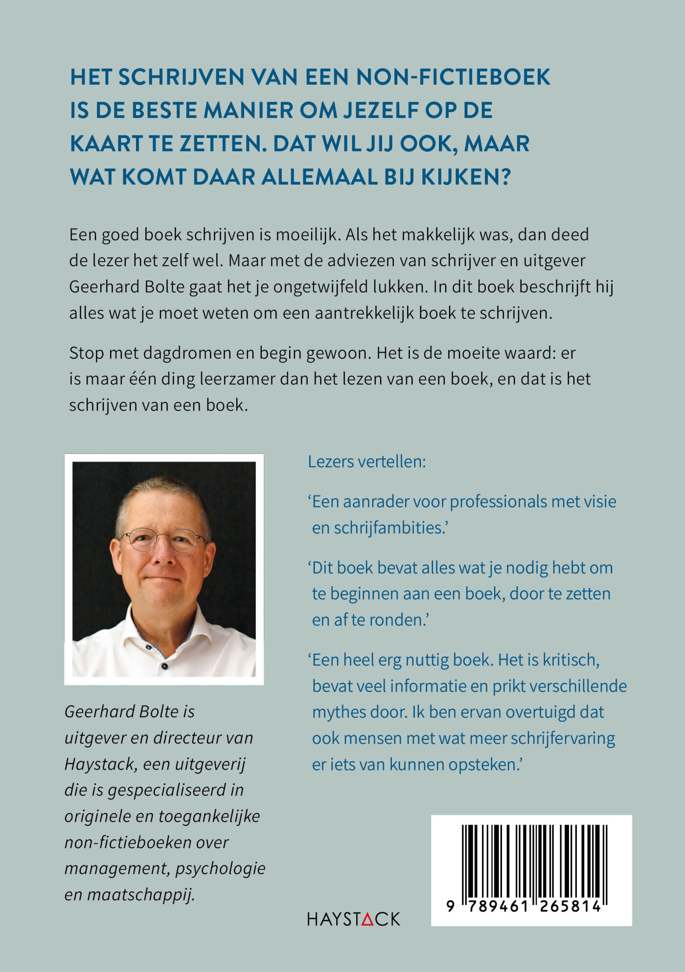Waarom schrijf je geen boek? achterkant