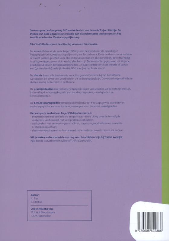 Traject Welzijn  - Leefomgeving MZ niveau 3/4 Werkboek achterkant