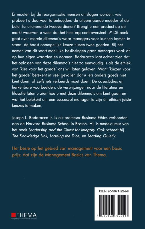 Goed versus goed / Management Basics Goed versus goed / Management Basics achterkant