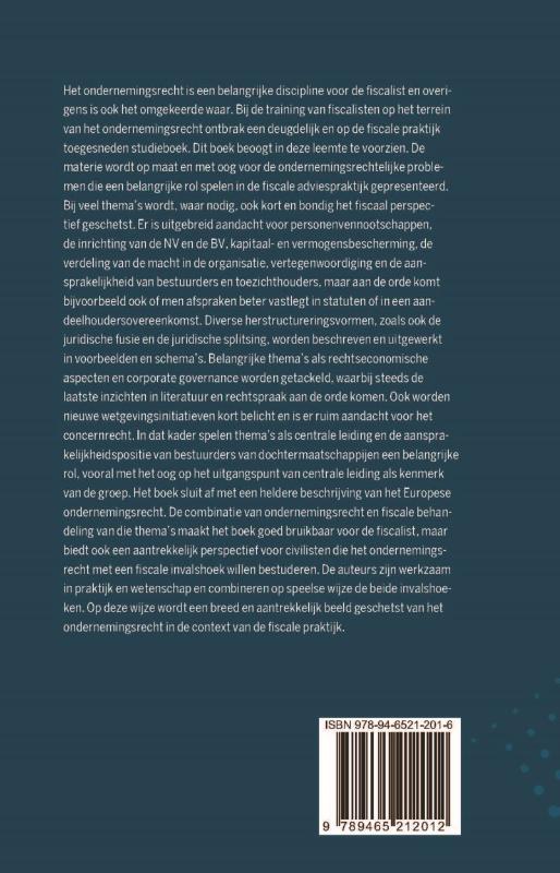 Ondernemingsrecht voor fiscalisten achterkant