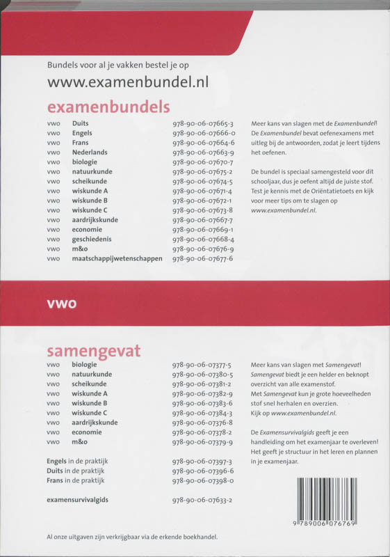 Examenbundel  / Vwo M&O 2011/2012 achterkant