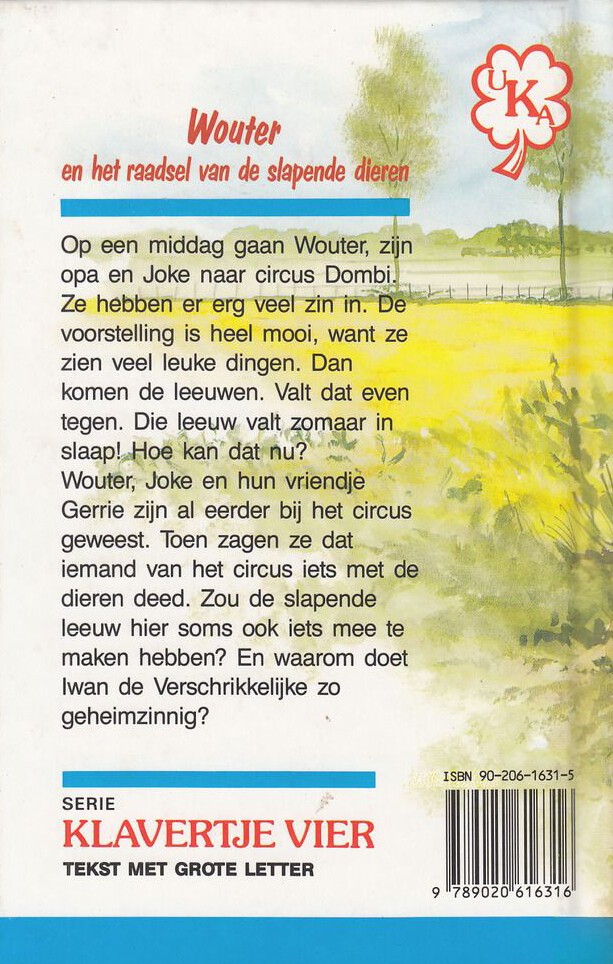 Wouter en het raadsel van de slapende dieren / Klavertje vier-serie achterkant