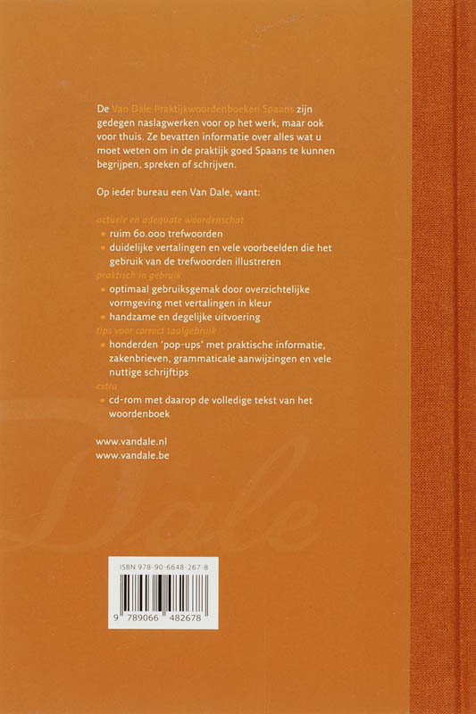 Van Dale Praktijkwoordenboek Nederlands-Spaans achterkant